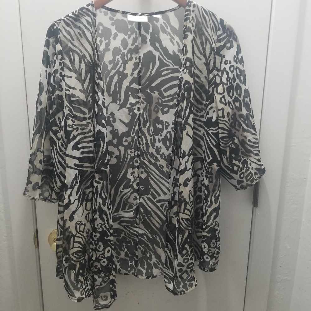 New York & Co. Animal Print Sheer Coverup XS Beach Vacation